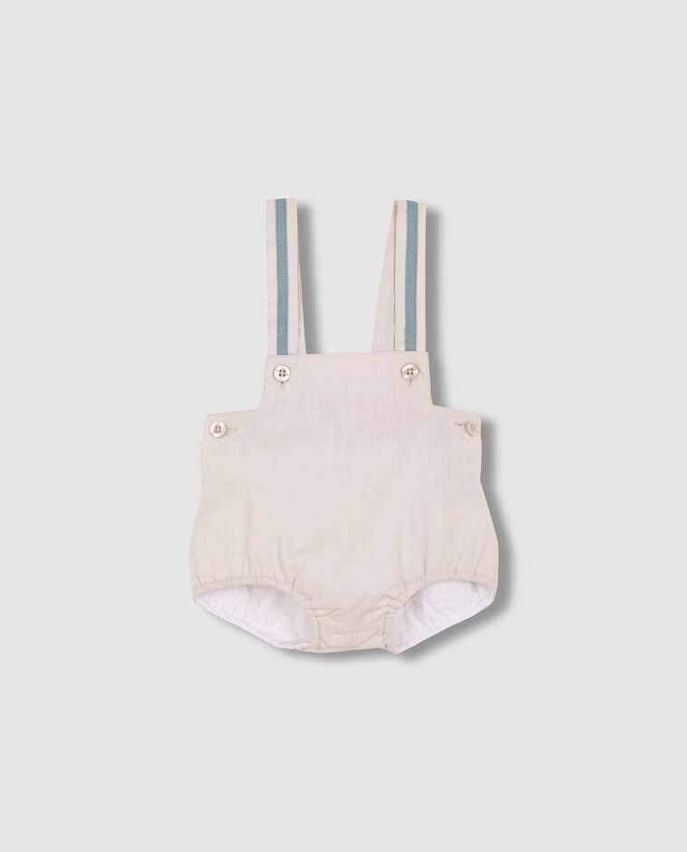 Bombacho de lino con tirantes piedra