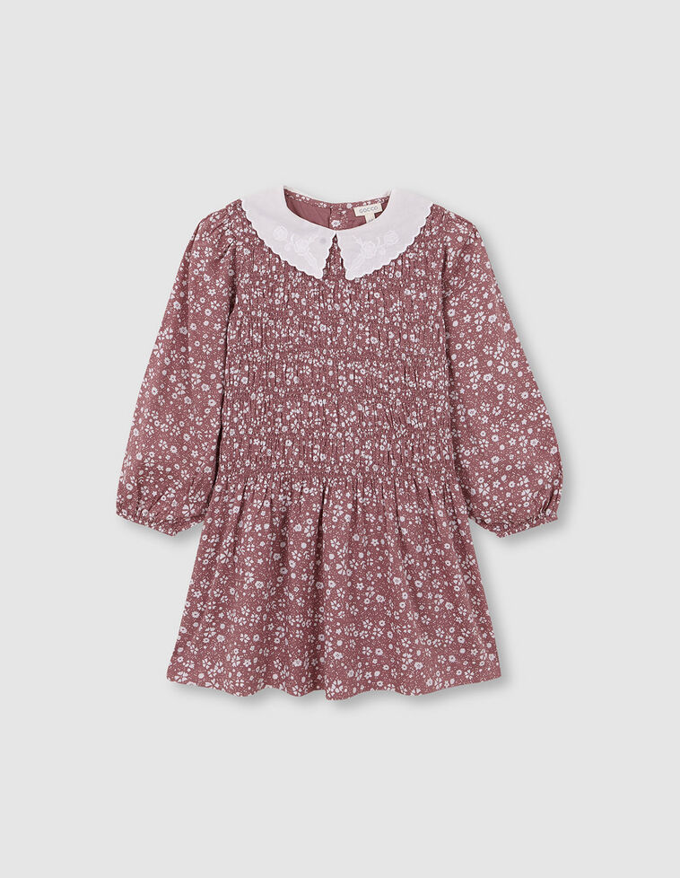 Vestido estampado con cuello blanco bordado