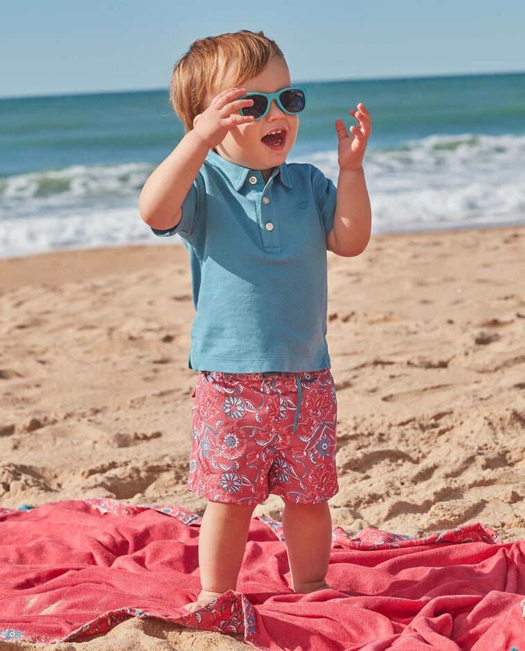 Ba&ntilde;ador estampado flores rosa