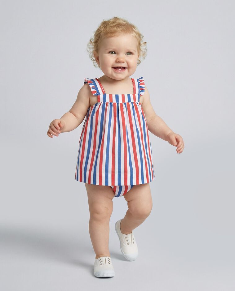 Vestido blanco de rayas