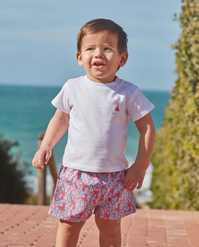 Ba&ntilde;ador estampado pulpos azul