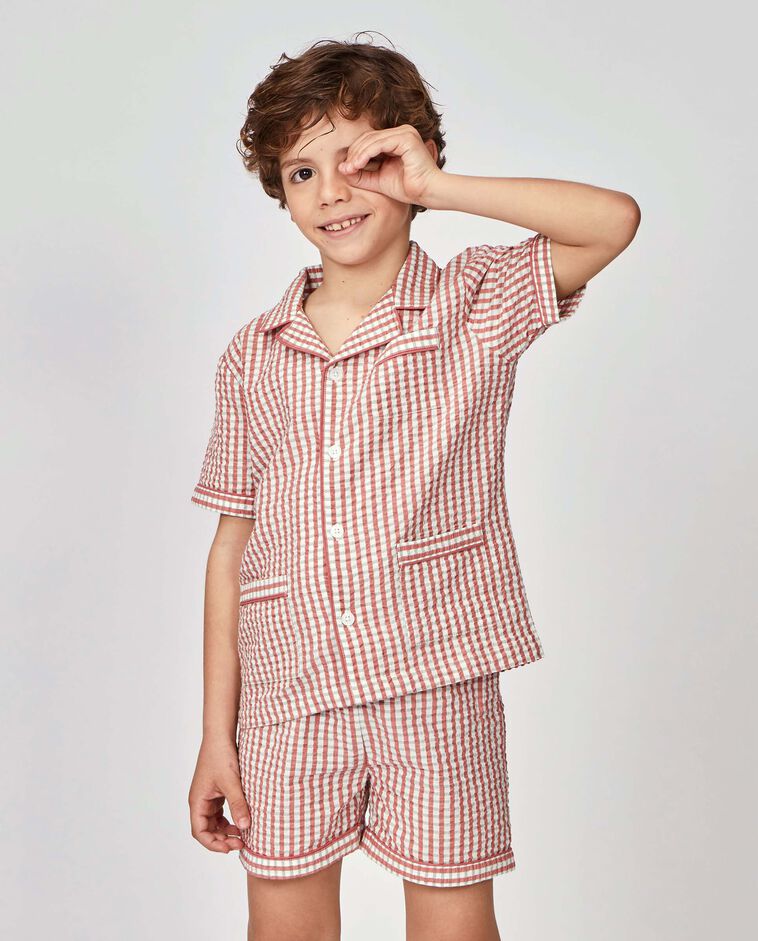 Pijama de cuadros blanco