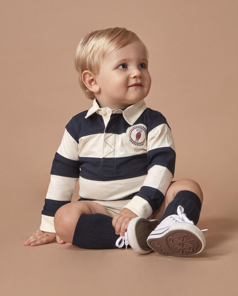 Polo de rayas azul beb&eacute;