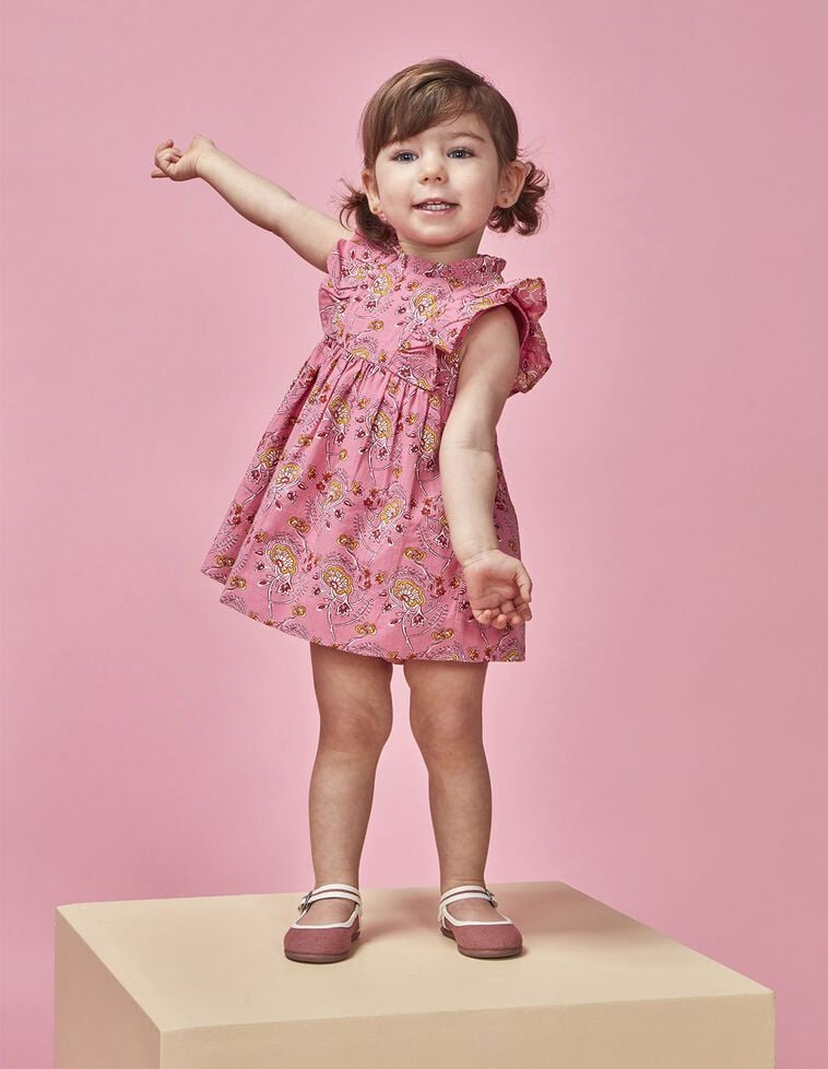 Vestido estampado indio rosa