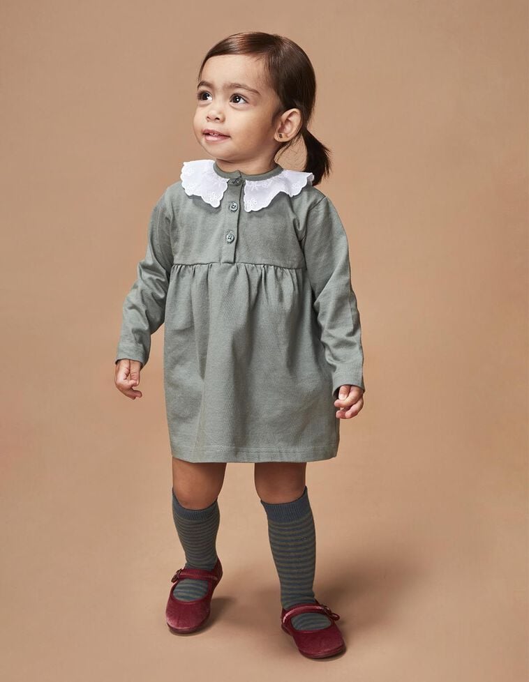 Vestido polo liso piqué verde oscuro
