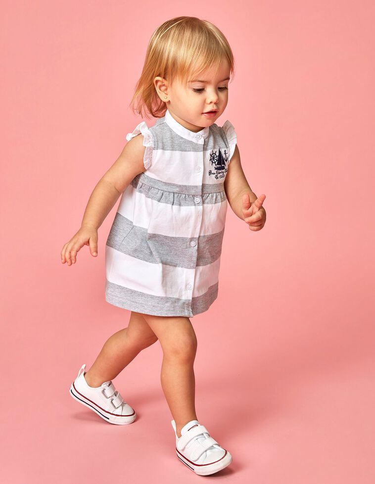 Vestido polo rayas yatch gris claro melange