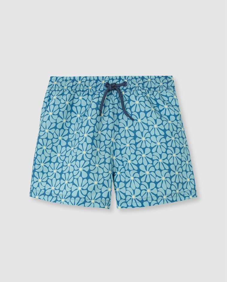 Ba&ntilde;ador estampado retro azul