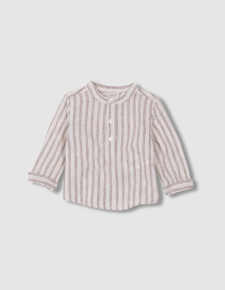 Camisa de rayas blanco roto y marsala