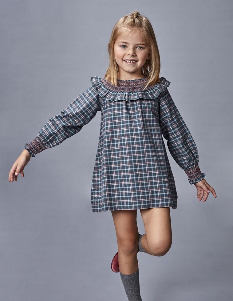 Vestido de cuadro verde