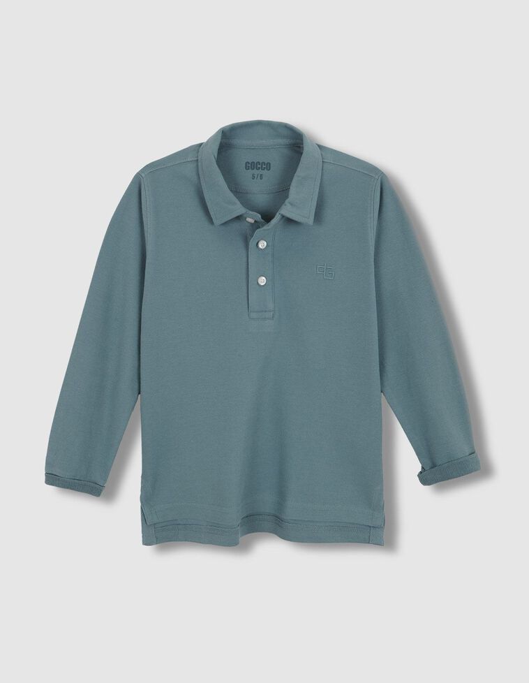 Polo manga larga pique azul claro
