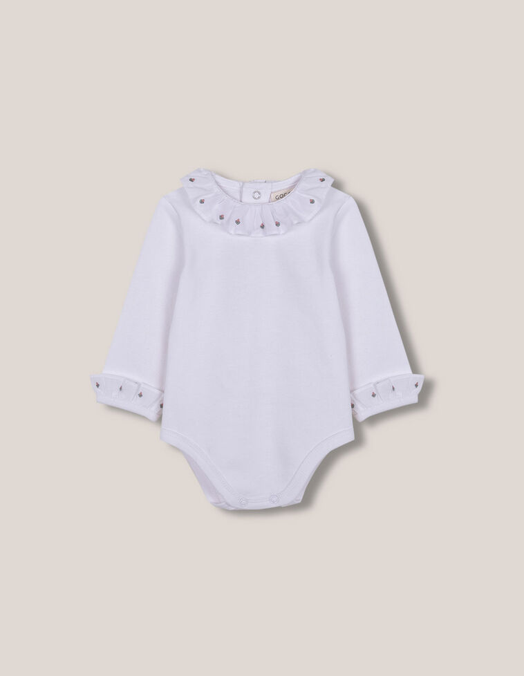 Body Con Cuello Bordado Blanco Optico