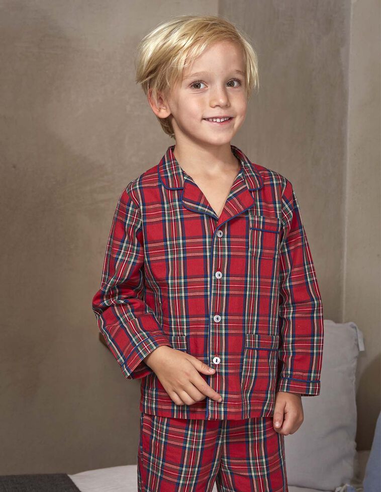 Pijama navidad de cuadro tartán rojo