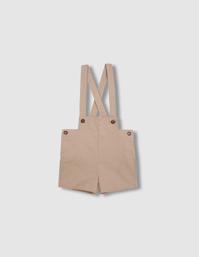 Pantalón corto con tirantes piedra