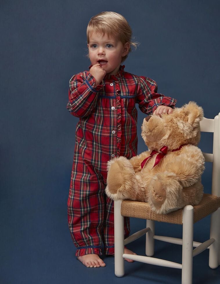 Pijama navidad de cuadro tartan con vivo a contraste rojo