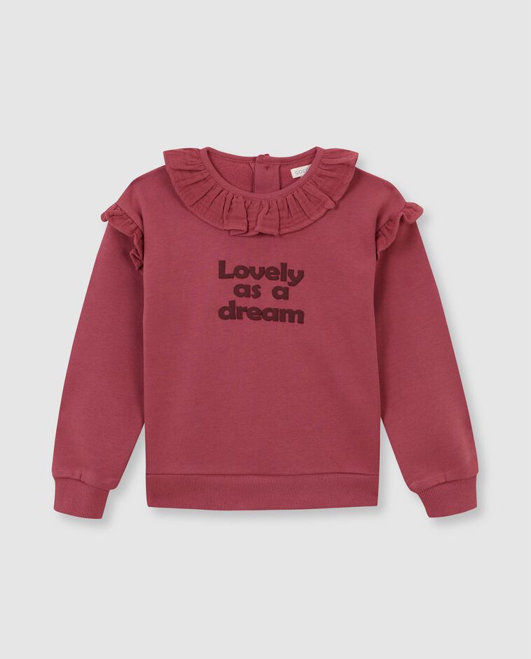 Sudadera con cuello volante rosa ni&ntilde;a