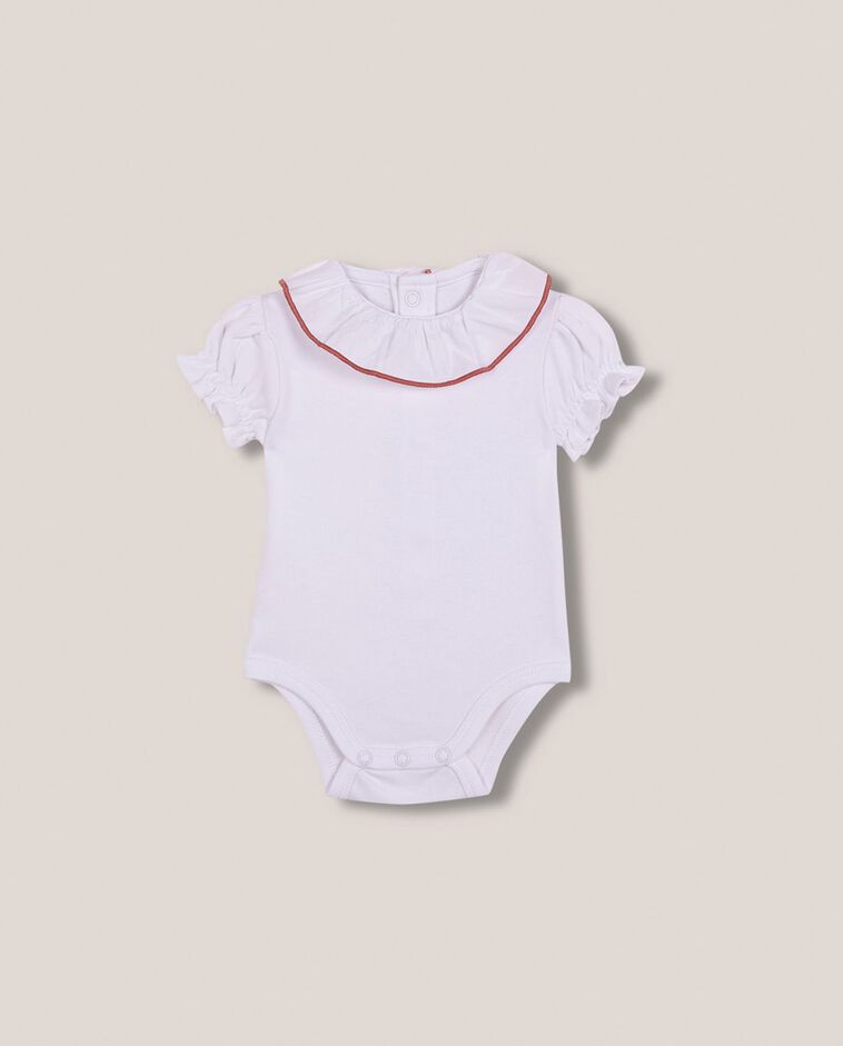 Body con cuello de popelin hilo a contraste blanco