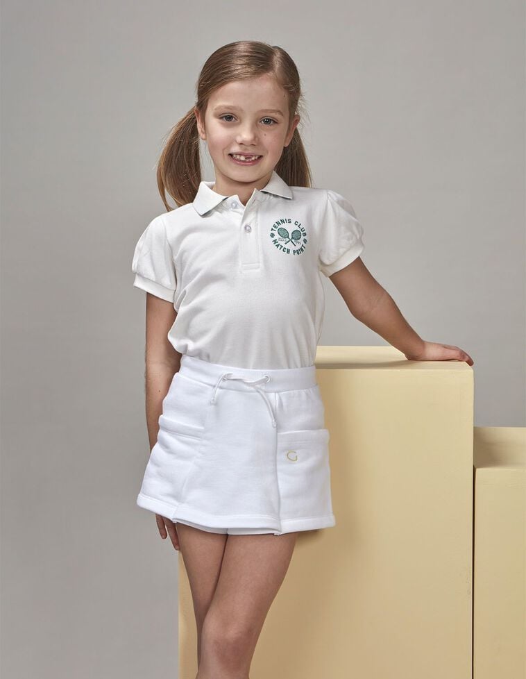 Falda pantalón felpa con contrastes blanco