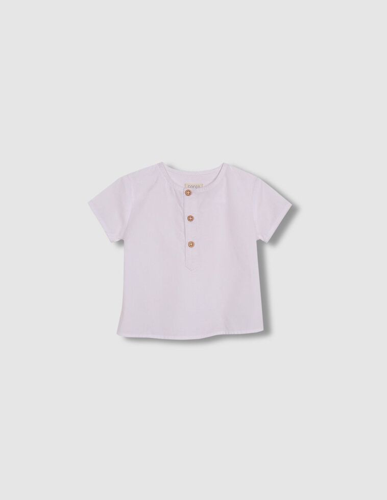 Camisa sin cuello blanco