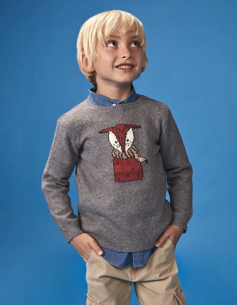 Jersey con dibujo zorro gris