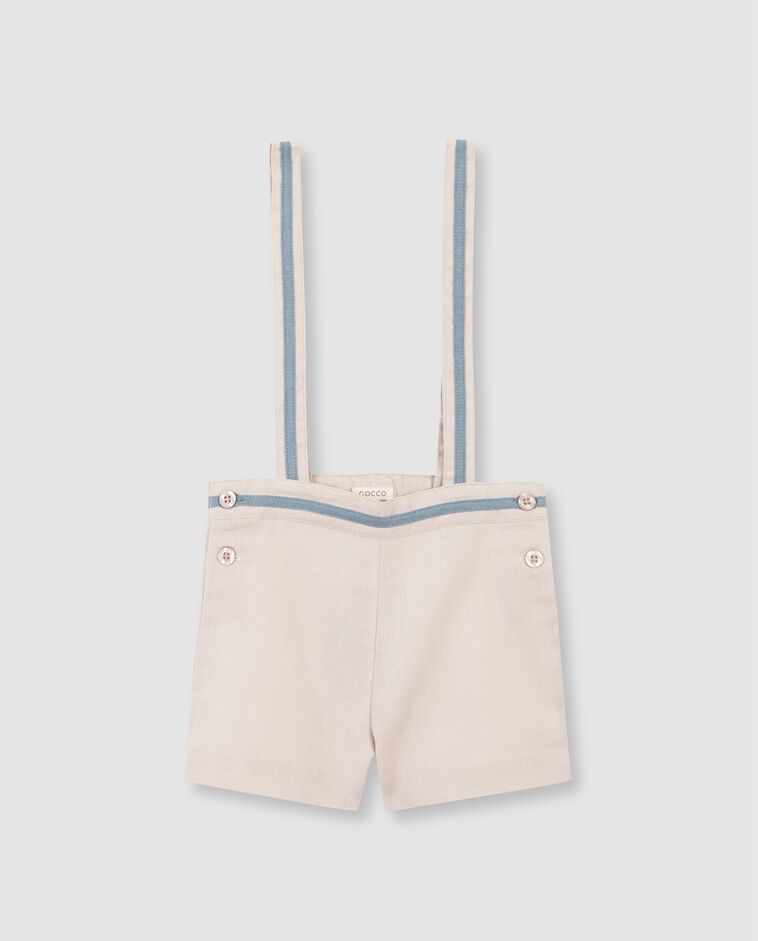 Pantal&oacute;n corto de lino con tirantes piedra