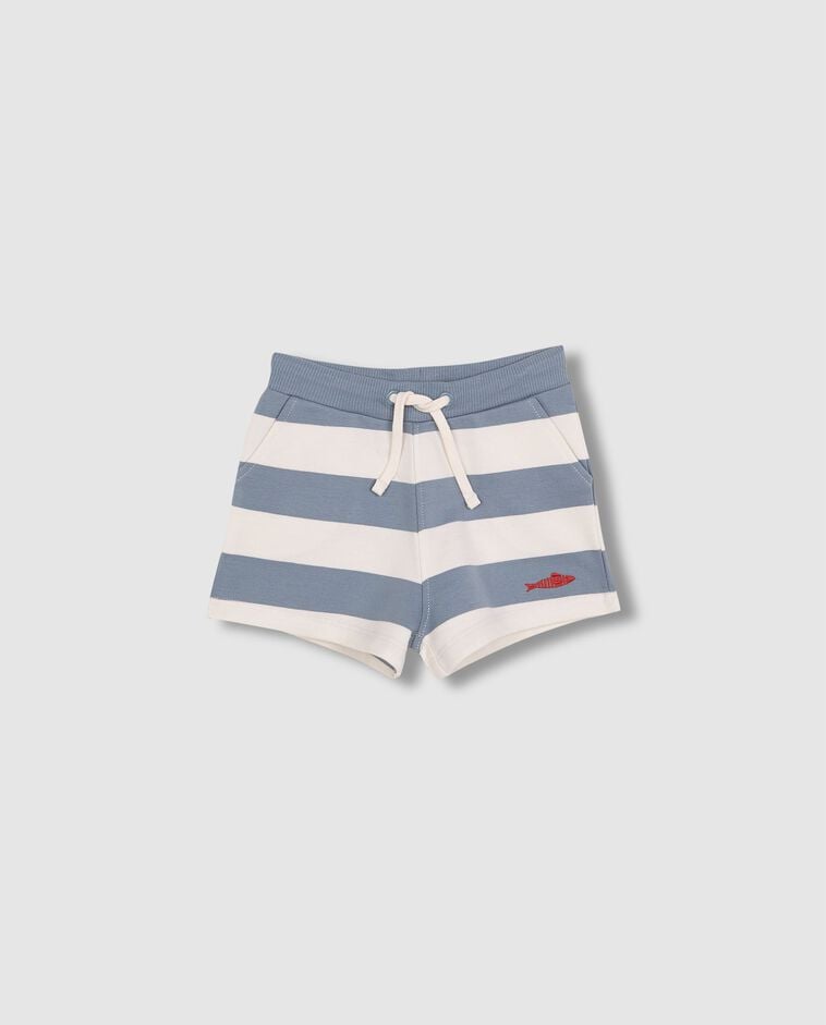 Bermuda de felpa rayas blanco