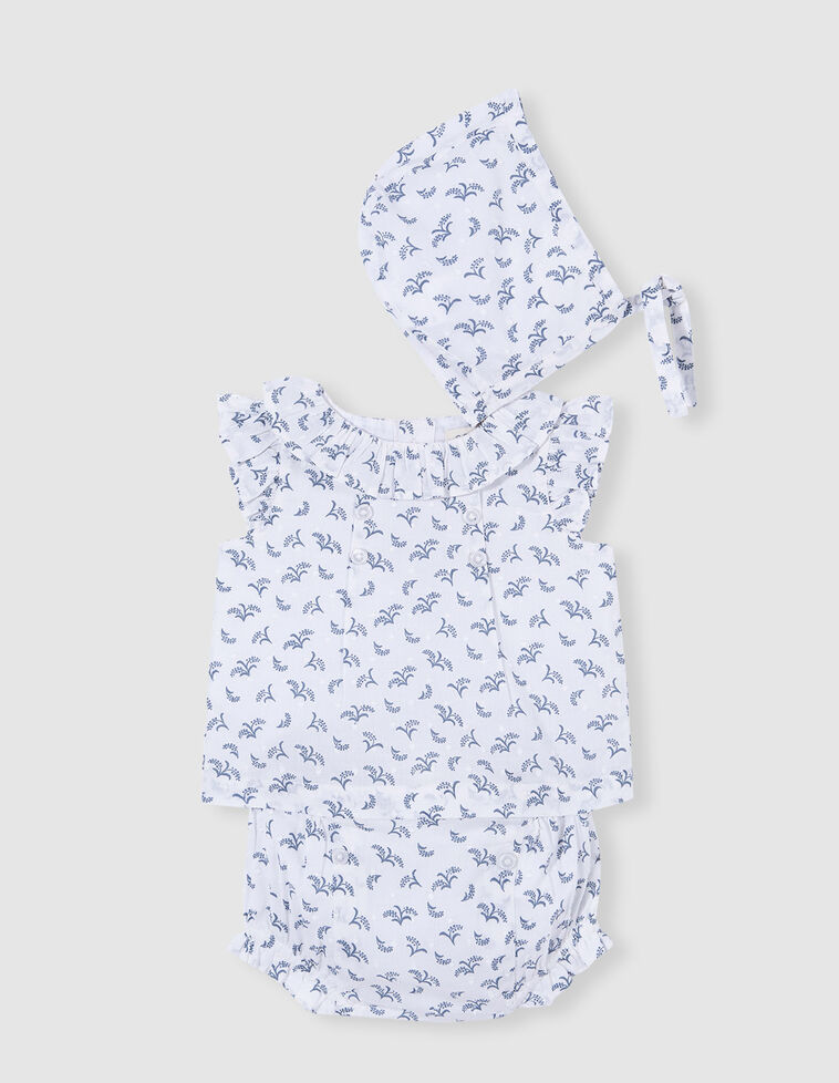 Conjunto Florecitas Azul Para Recien Nacido 0 9 Meses Gocco