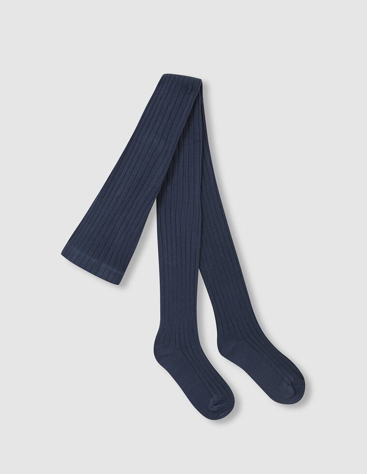 Leotardos de canalé azul oscuro