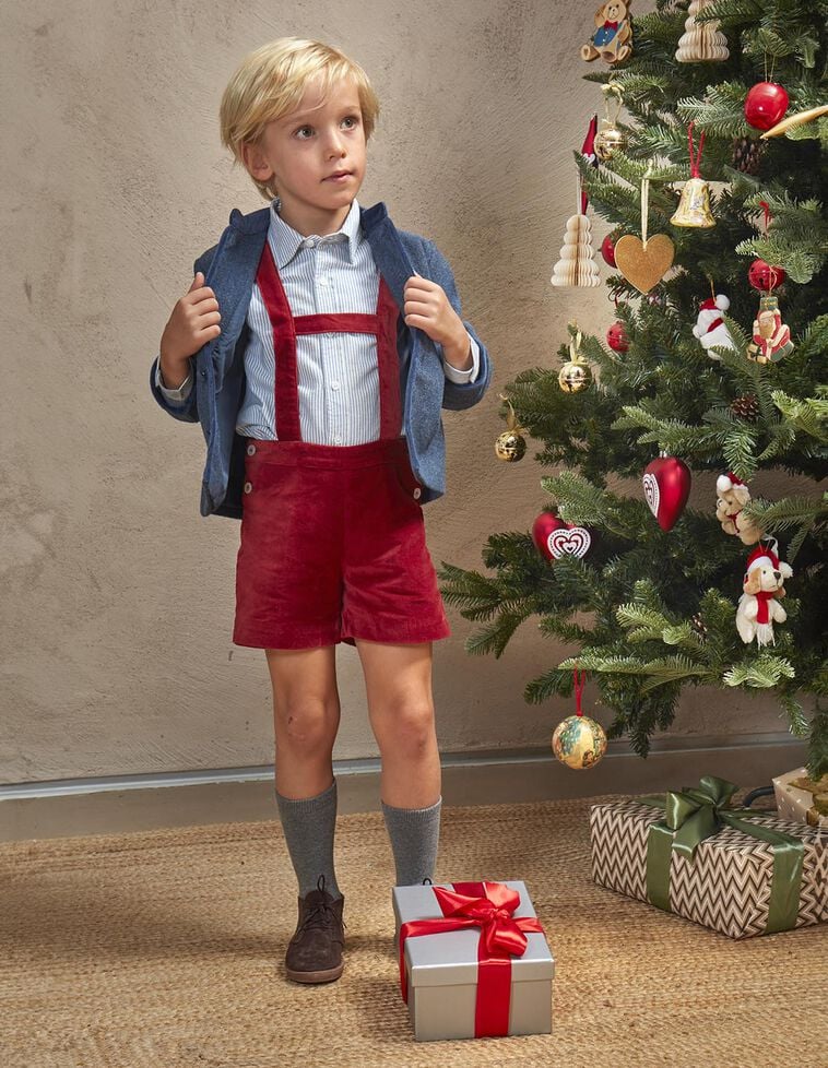 Pantalón corto de terciopelo granate