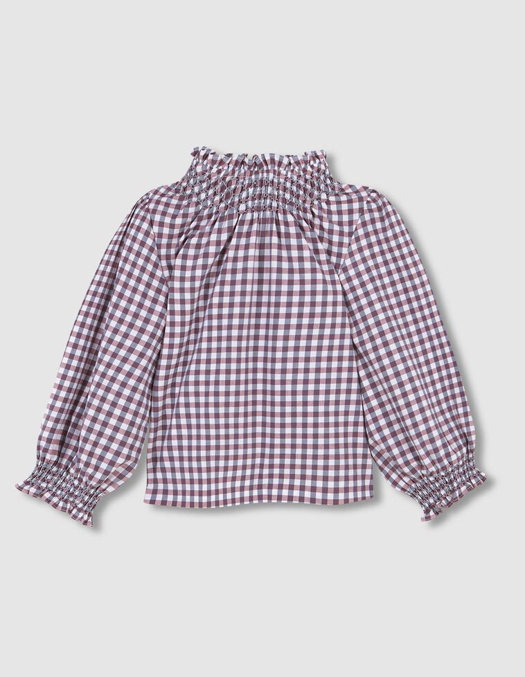 Camisa vichy con bordado a contraste