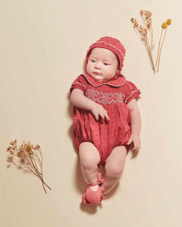 Conjunto de ranita a juego con capota coral