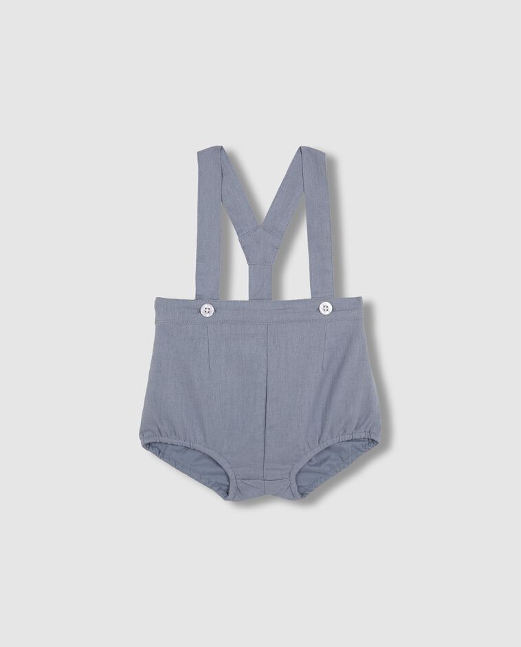 Pantal&oacute;n corto de lino con tirantes azul