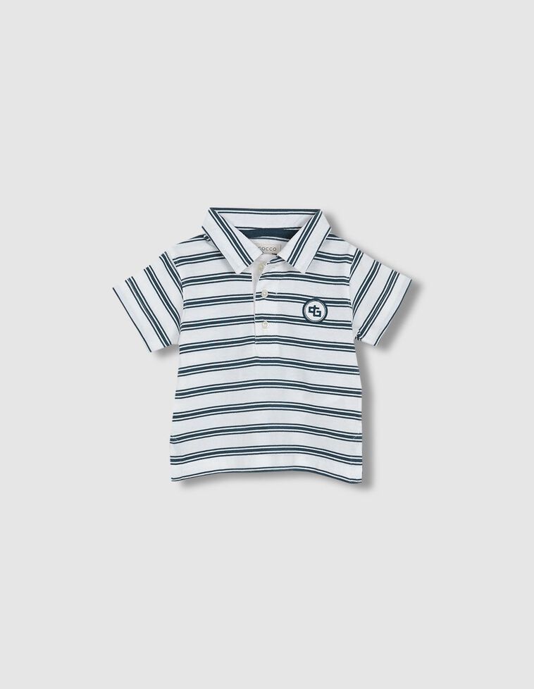 Polo de rayas manga corta blanco
