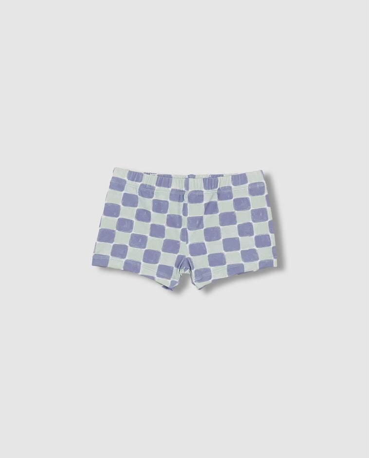 Ba&ntilde;ador estampado cuadros azul