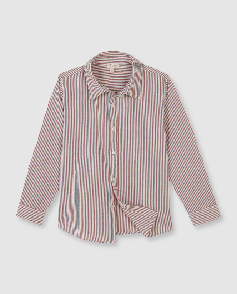 Camisa de manga larga con tejidos a contraste blanco