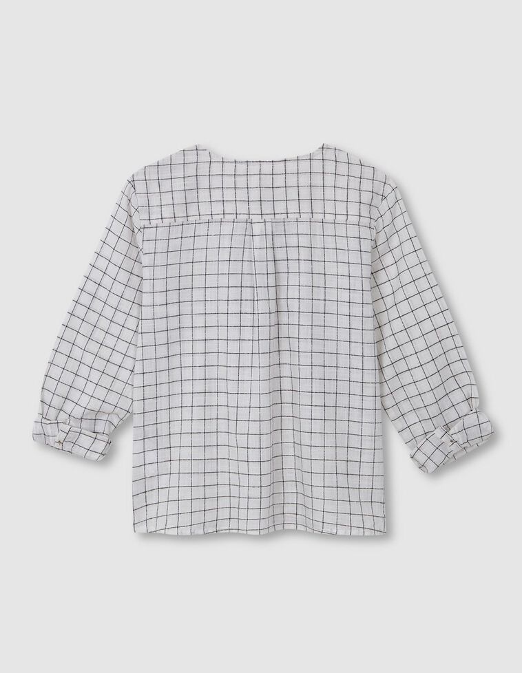 Camisa cuadro rustico blanco roto