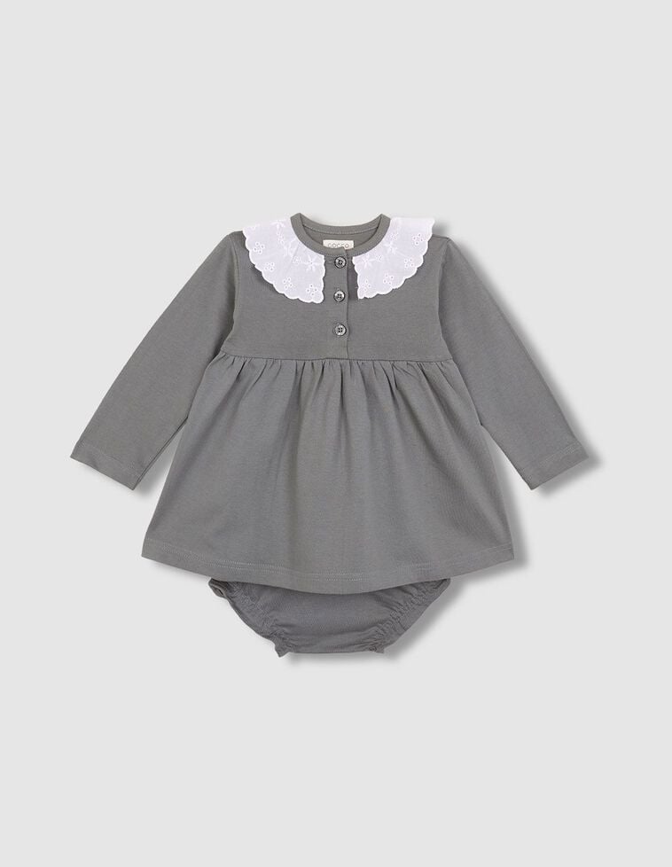 Vestido polo liso piqué verde oscuro
