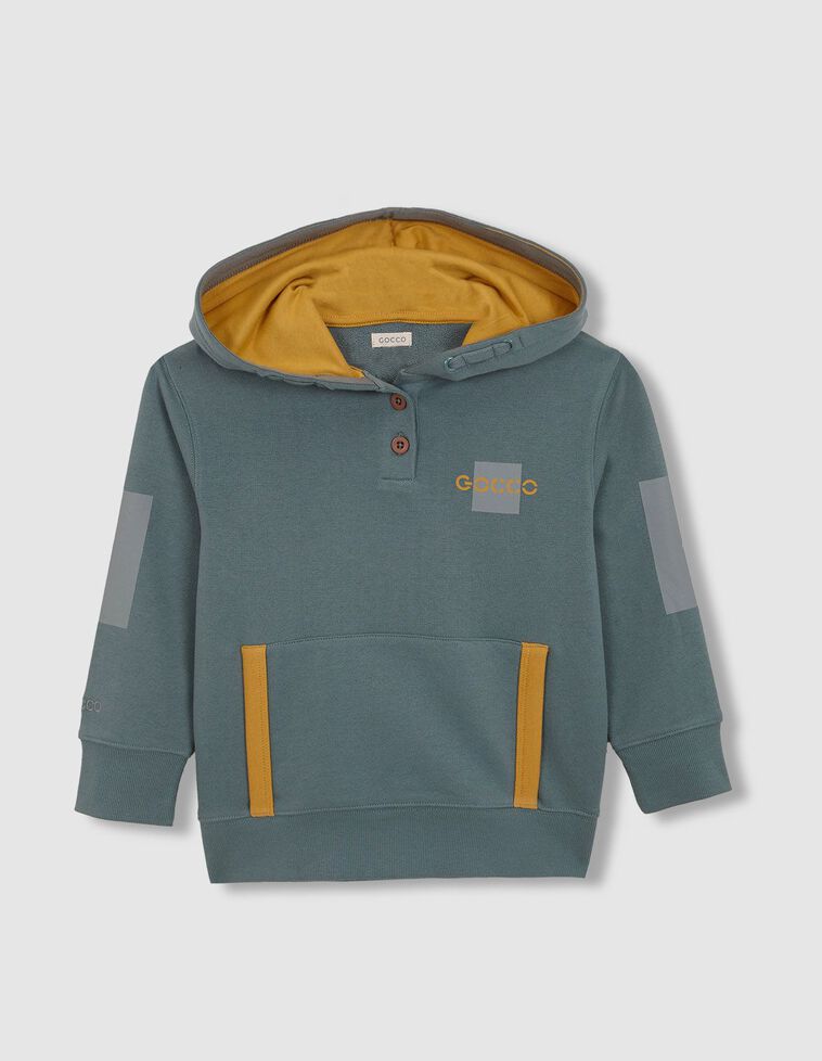 Sudadera con capucha y contrastes azul claro