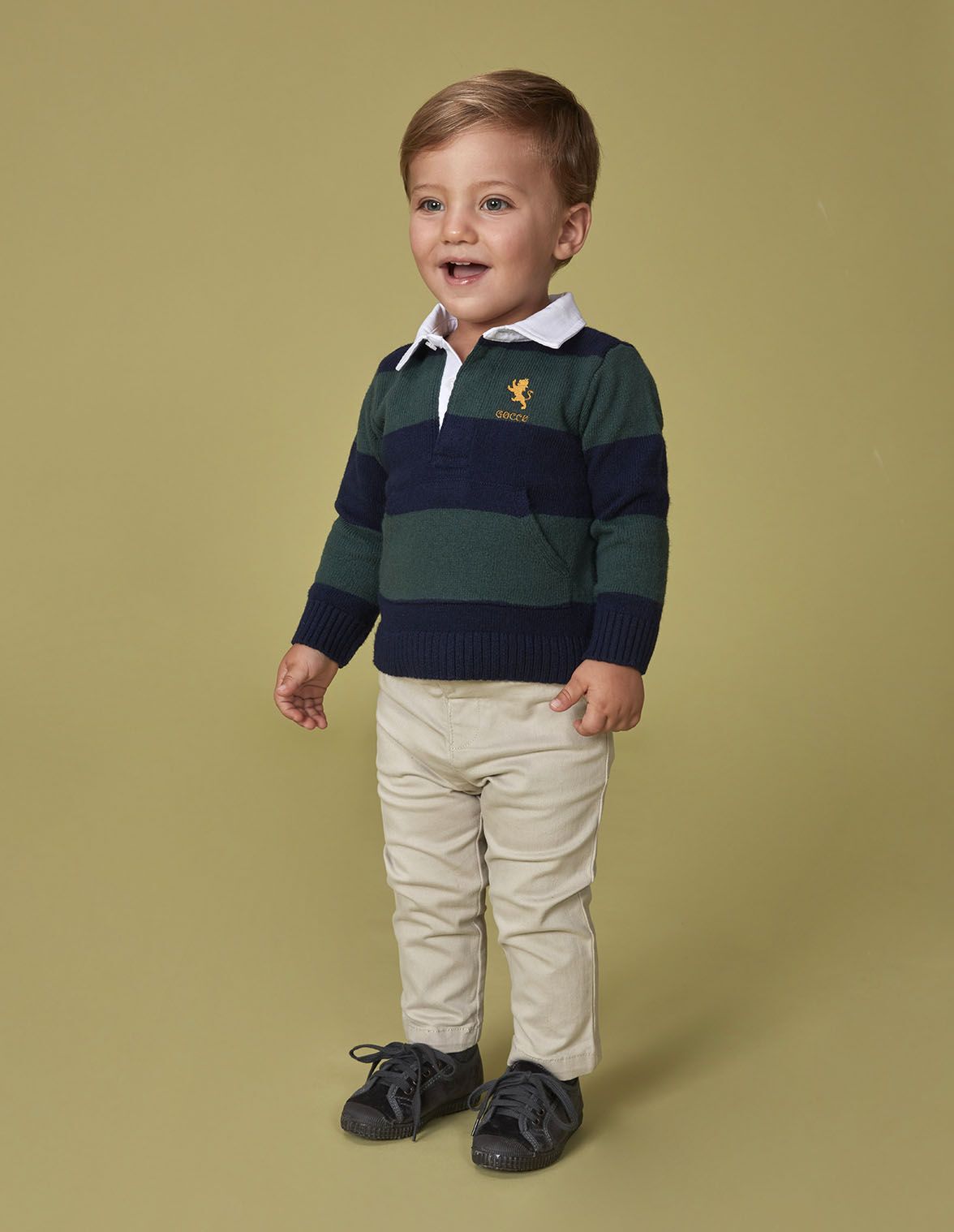 Jersey polo de rayas azul para nino bebe Gocco