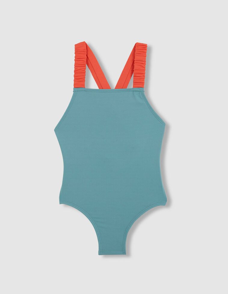 Bañador azul con detalles fosforitos