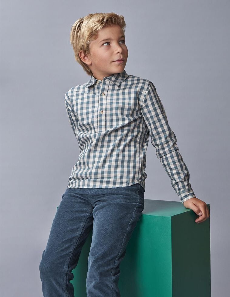 Camisa cuadros tapeta corta verde Camisa cuadros tapeta corta verde