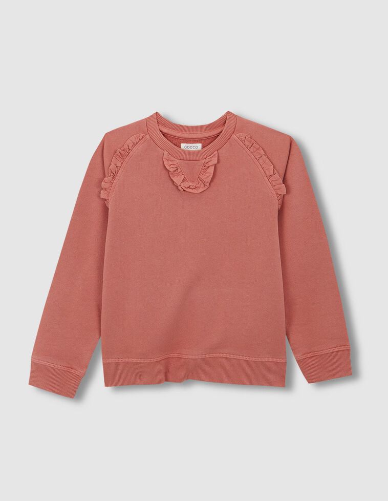 Sudadera coral con volantes
