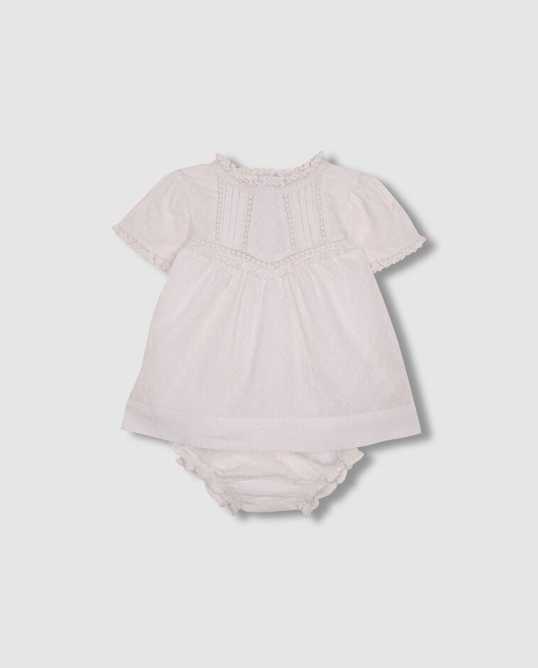 Vestido con tiras bordadas blanco