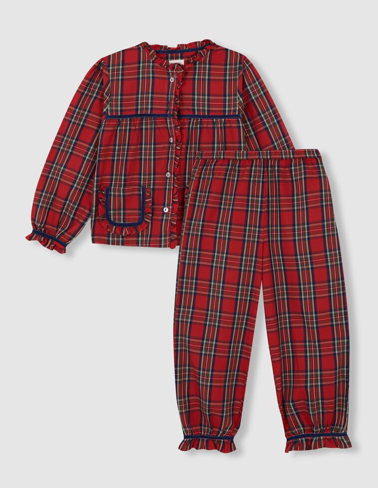 Pijama de cuadros tartan con vivo a contraste rojo