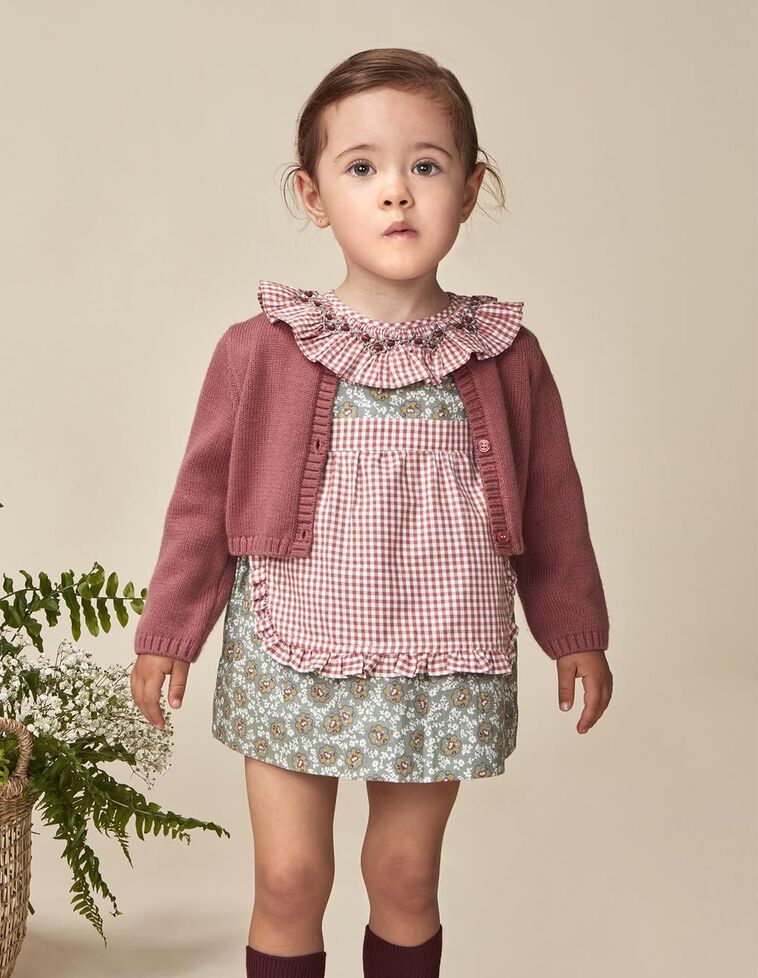 Chaqueta básica corta rosa con lana