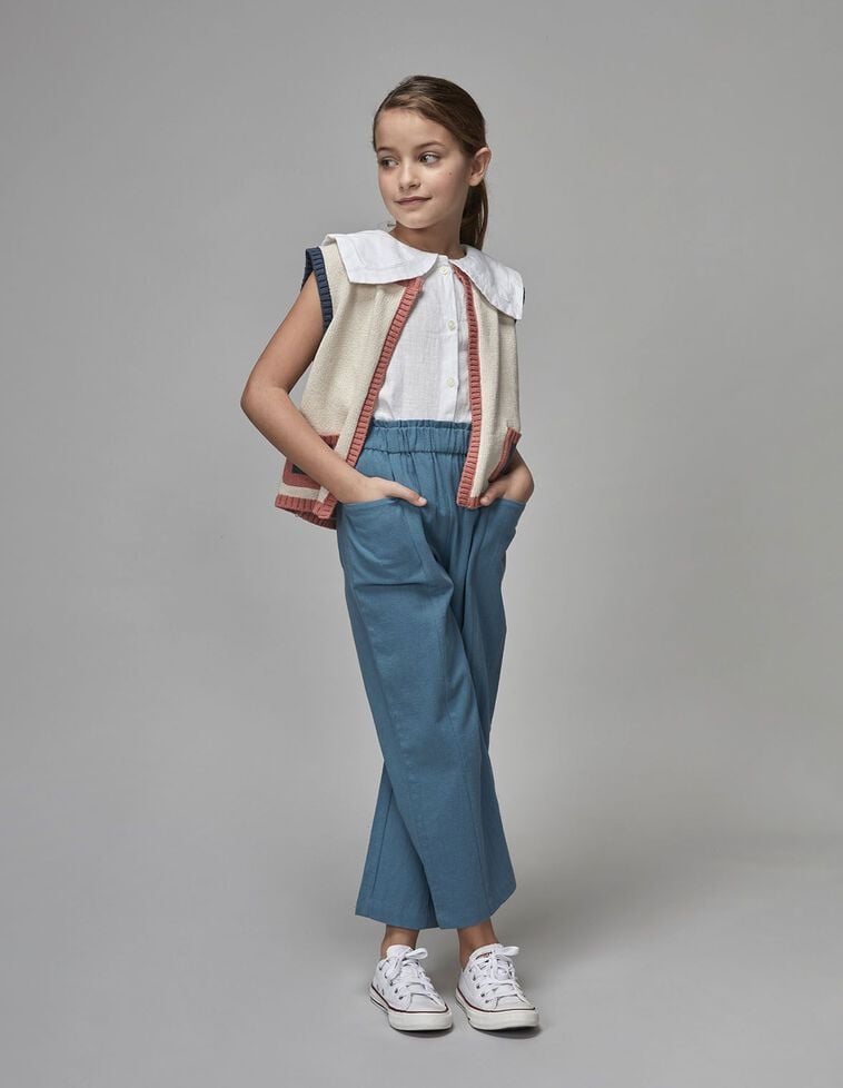 Pantalón con cinturilla elástica azul