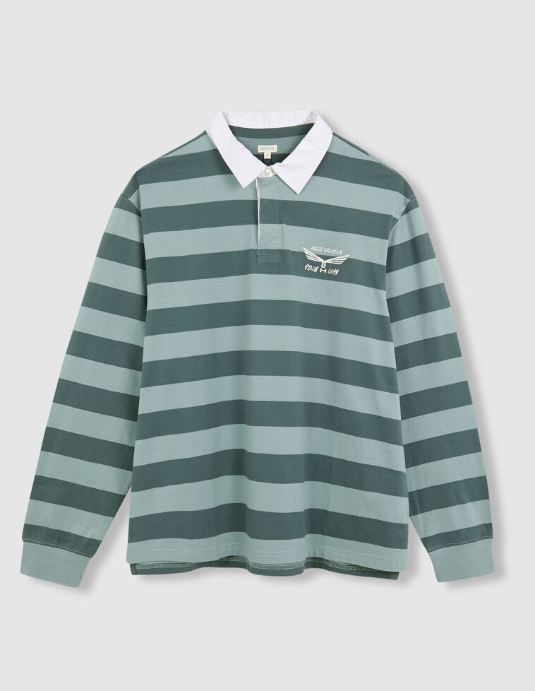 Polo de rayas de padre con print verde