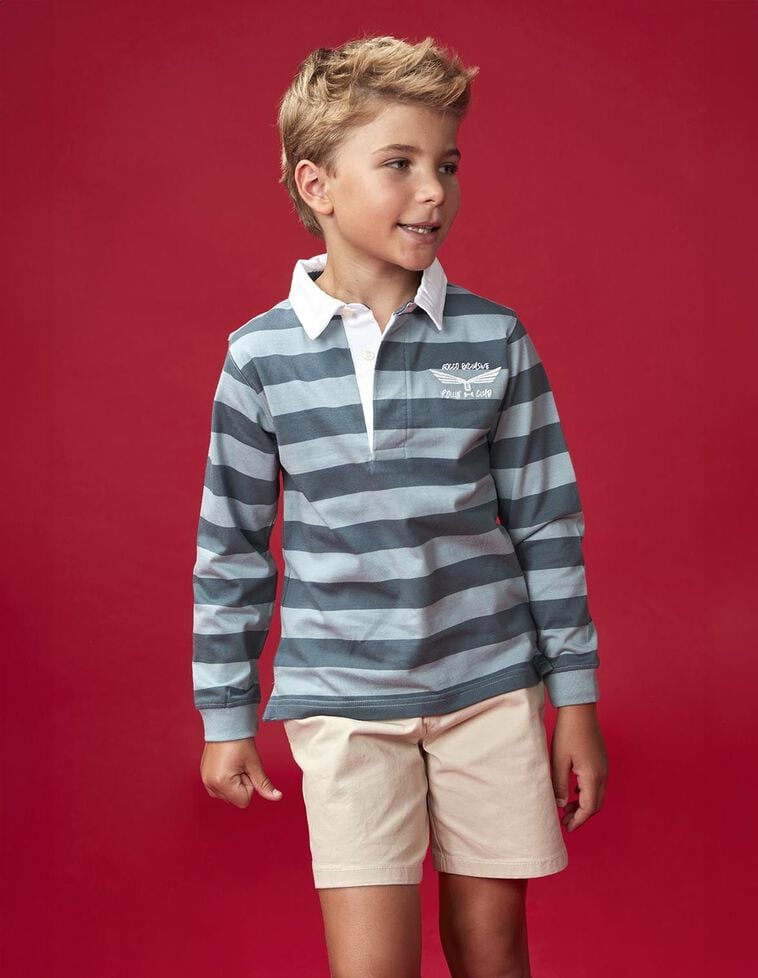 Polo de rayas con print verde