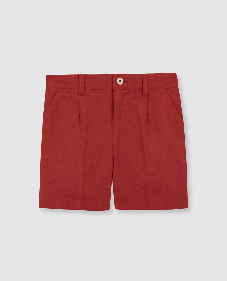 Pantal&oacute;n corto de lino coral