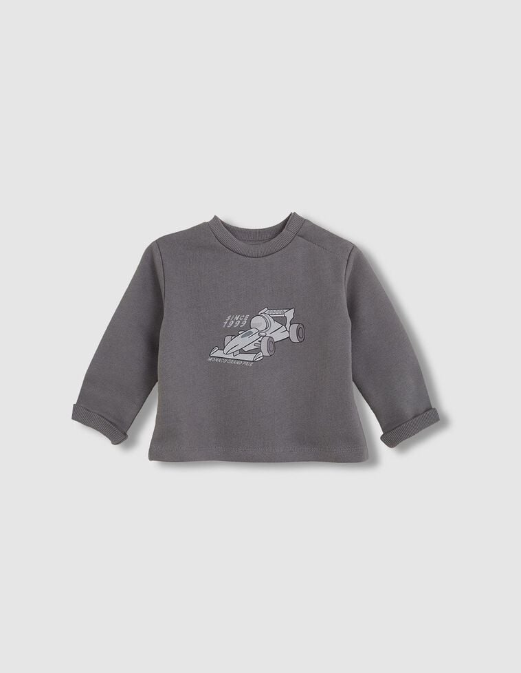 Sudadera con print coche de carreras verde oscuro