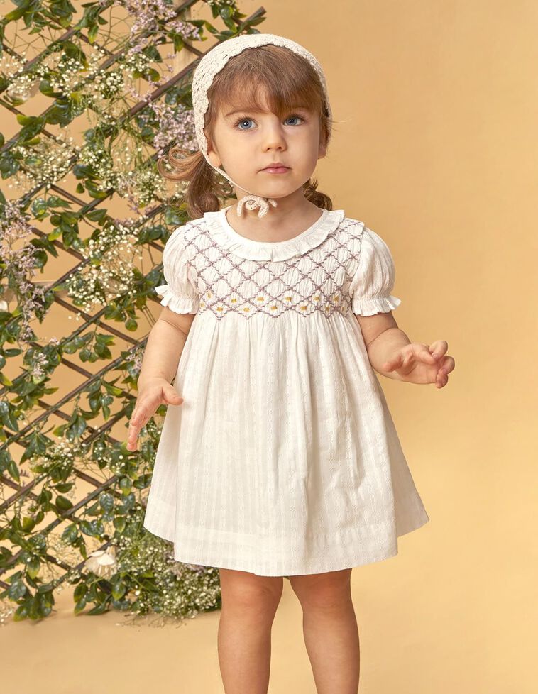 Vestido nido de abeja blanco